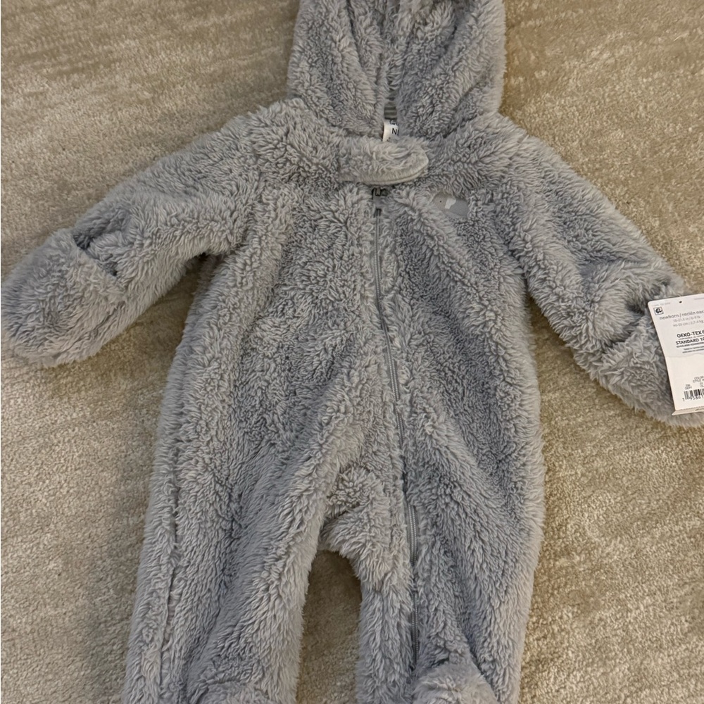 Target Grey Plush Hooded Baby One-Piece